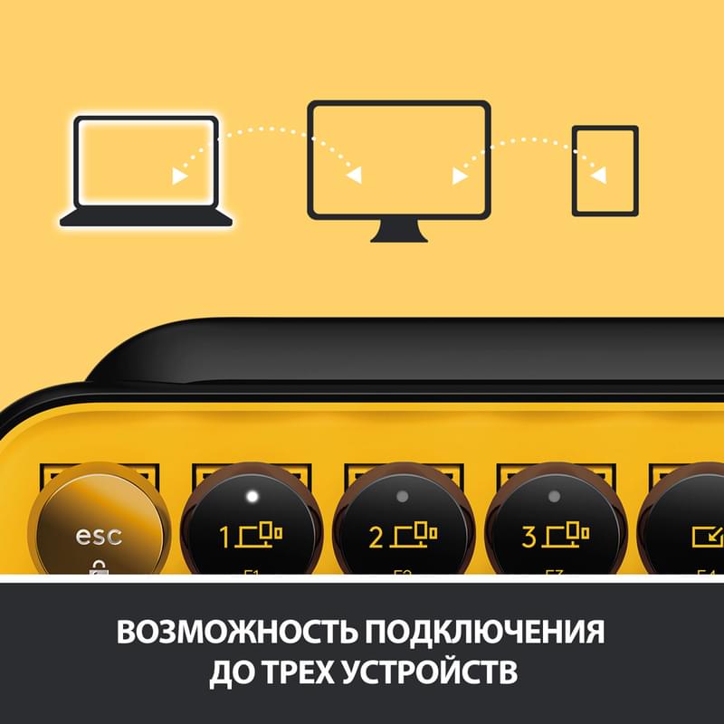 Клавиатура беспроводная USB/BT Logitech POP Keys, Yellow (920-010716) - фото #7, Technodom.kz