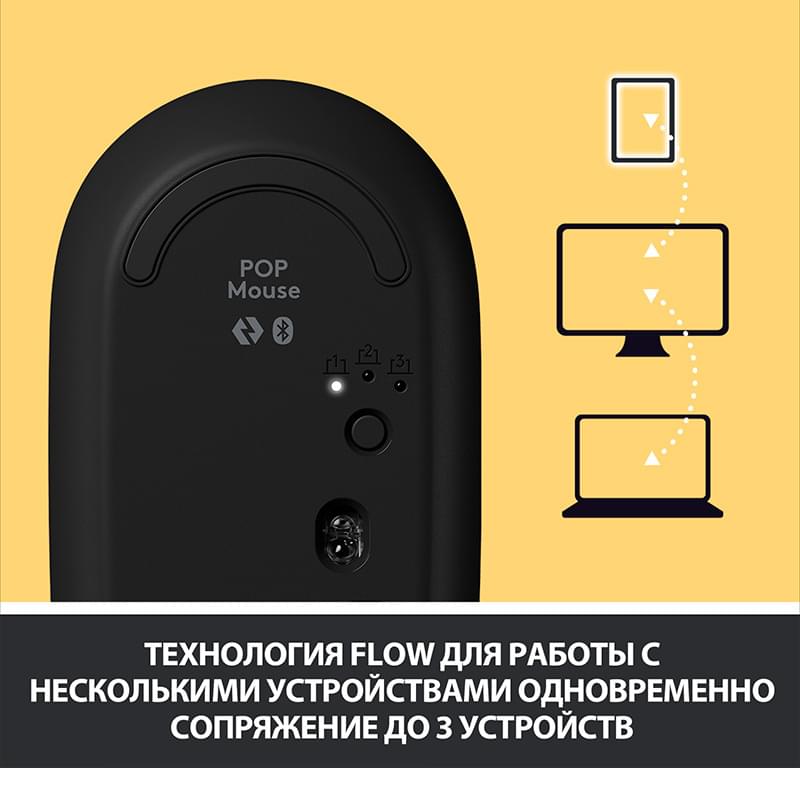 Мышка беспроводная USB/BT Logitech POP Mouse, Yellow (910-006546) - фото #6, Technodom.kz