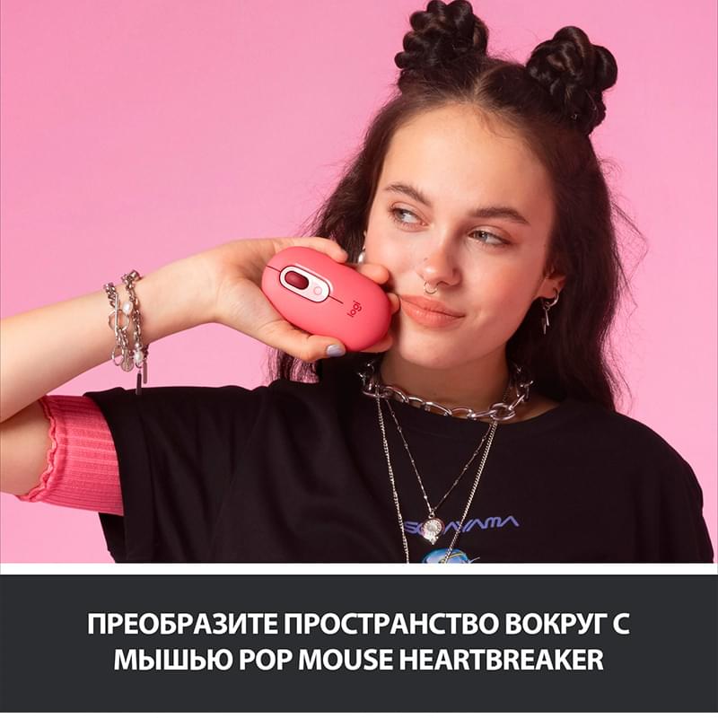 Мышка беспроводная USB/BT Logitech POP Mouse, Rose (910-006548) - фото #4, Technodom.kz