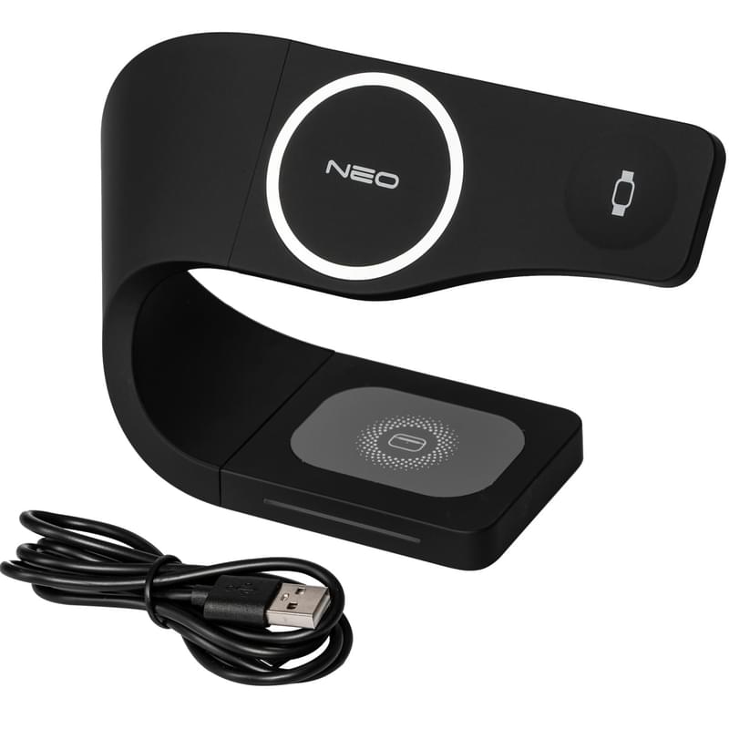 Беспроводное зарядное устройство NEO, 3 in 1, Magnetic Wireless Charge, Black (NEO-T3WC-IPBK) - фото #3, Technodom.kz