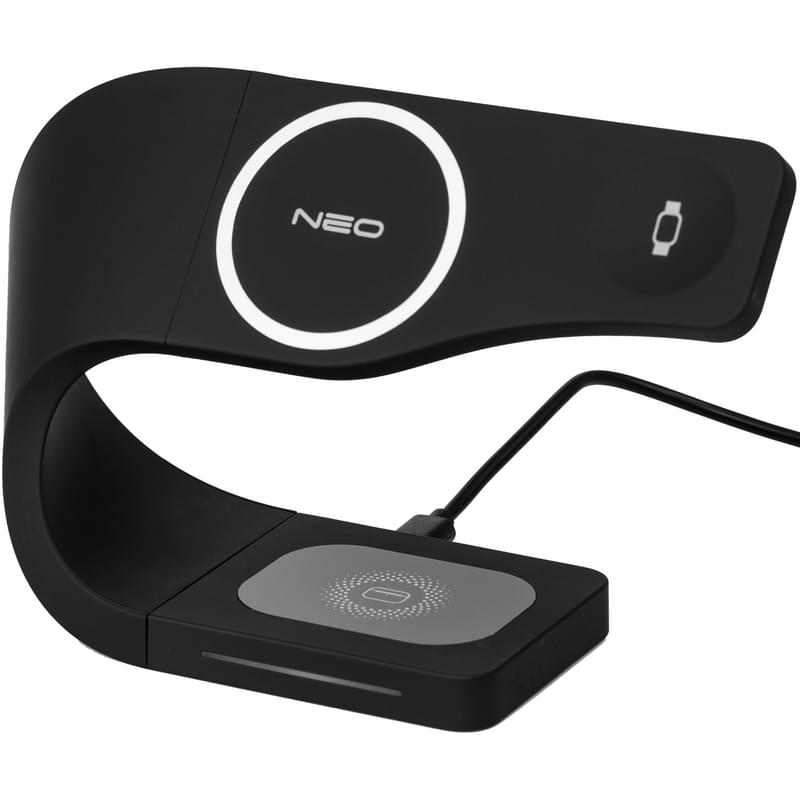 Беспроводное зарядное устройство NEO, 3 in 1, Magnetic Wireless Charge, Black (NEO-T3WC-IPBK) - фото #5, Technodom.kz