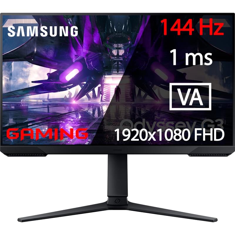 24" Samsung LS24AG300NIXCI Ойын мониторы 1920x1080 16:9 VA 144ГЦ (HDMI+DP) Black - фото #0, Technodom.kz