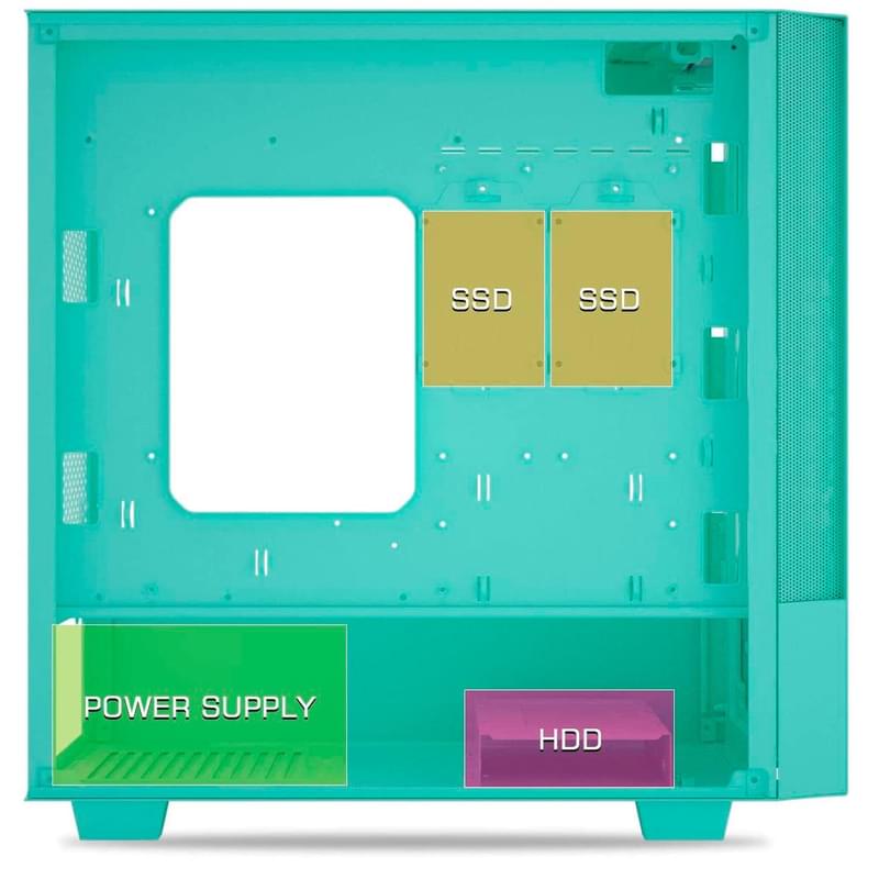 ПК корпус darkFlash DLV22 MidTower, window, Neo Mint ATX (DLV22 Neo Mint) - фото #3, Technodom.kz