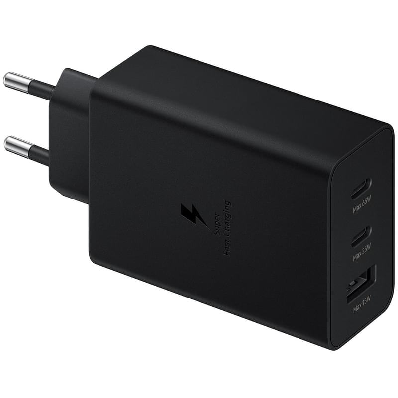 Адаптер питания Samsung, 2*USB-C, 1*USB-A 65Вт, Черный (EP-T6530NBEGRU) - фото #0, Technodom.kz