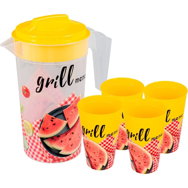 Набор "GRILL MENU" кувшин 1,2л + 4 стакана 0,4л Полимербыт 4314894 - фото #0, Technodom.kz