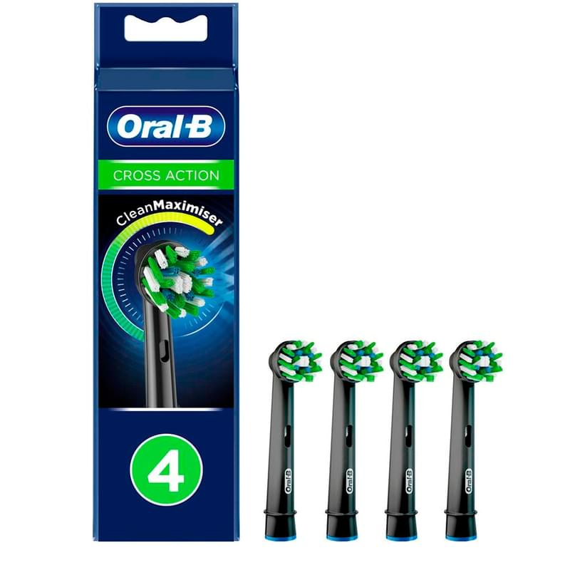 Насадки Oral-B Cross Action CleanMaximiser Black для электрической зубной щетки, 4 шт., для тщательного удаления налета - фото #1, Technodom.kz