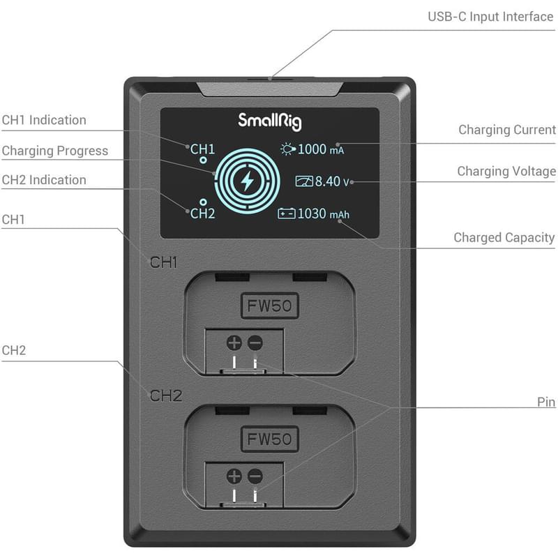 SmallRig 3818 Sony NP-FW50 қуаттау құрылғы мен екi аккумуляторы - фото #5, Technodom.kz