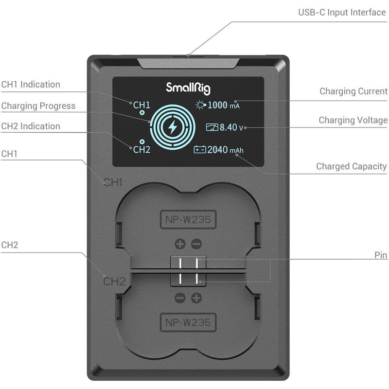Зарядное устройство и два аккумулятора SmallRig 3822 FUJIFILM NP-W235 - фото #5, Technodom.kz
