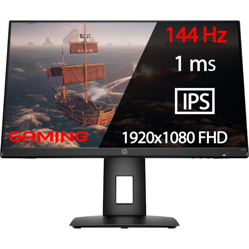 Монитор игровой 23.8" HP X24IH 2W925AA 1920x1080 16:9 IPS 144ГЦ (HDMI+DP) Black - фото #0, Technodom.kz