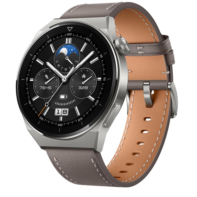 Huawei Watch GT3 Pro Смарт сағаты 46mm, Gray Leather Strap (Odin-B19V) - фото #0, Technodom.kz