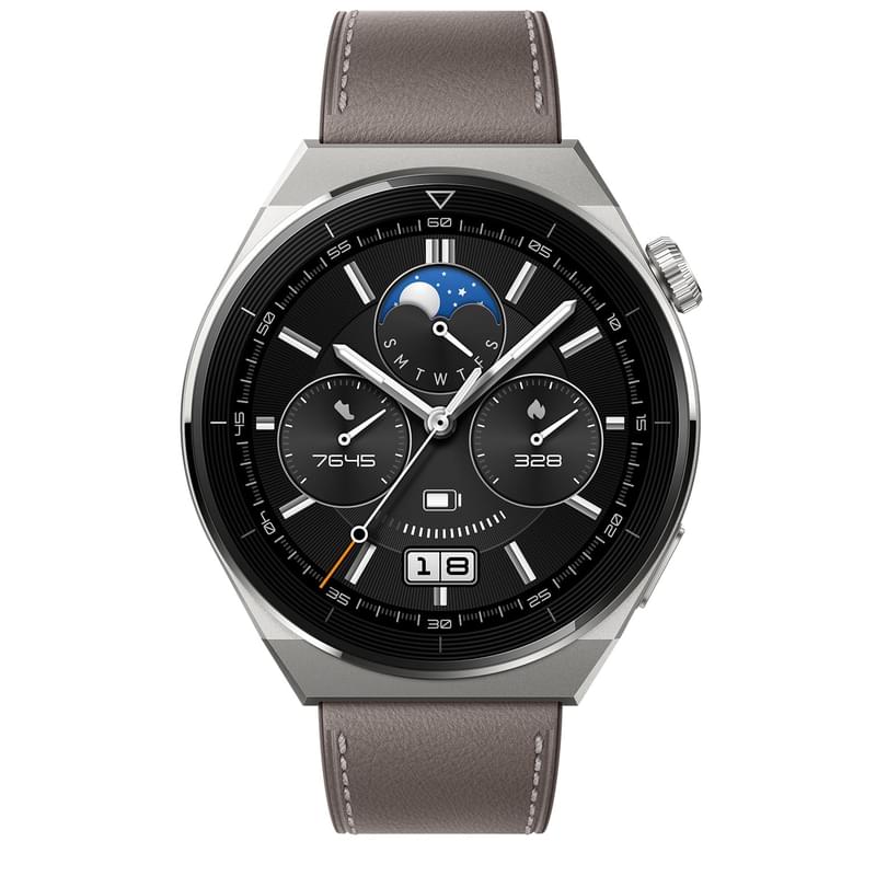 Смарт-часы HUAWEI Watch GT3 Pro (46mm) Gray Leather Strap - фото #1, Technodom.kz