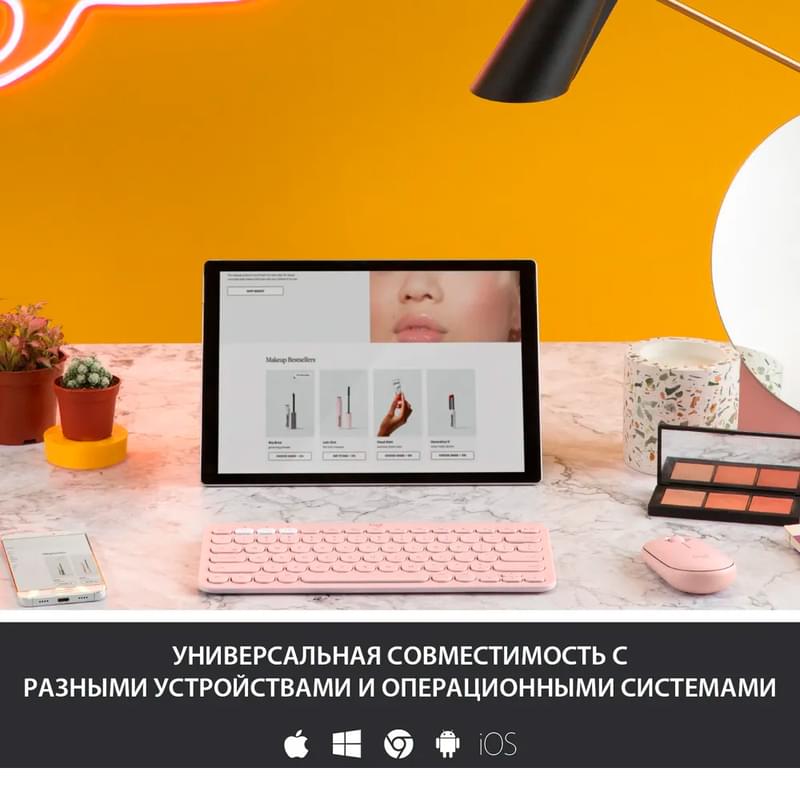 Клавиатура беспроводная BT Logitech K380, Rose (920-010569) - фото #4, Technodom.kz