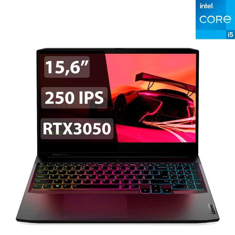 Ноутбук Lenovo IdeaPad Gaming 3 i5 11300H / 8ГБ / 512SSD / RTX3050 4ГБ / 15.6 / DOS / (82K1015SRK) - фото #0, Technodom.kz