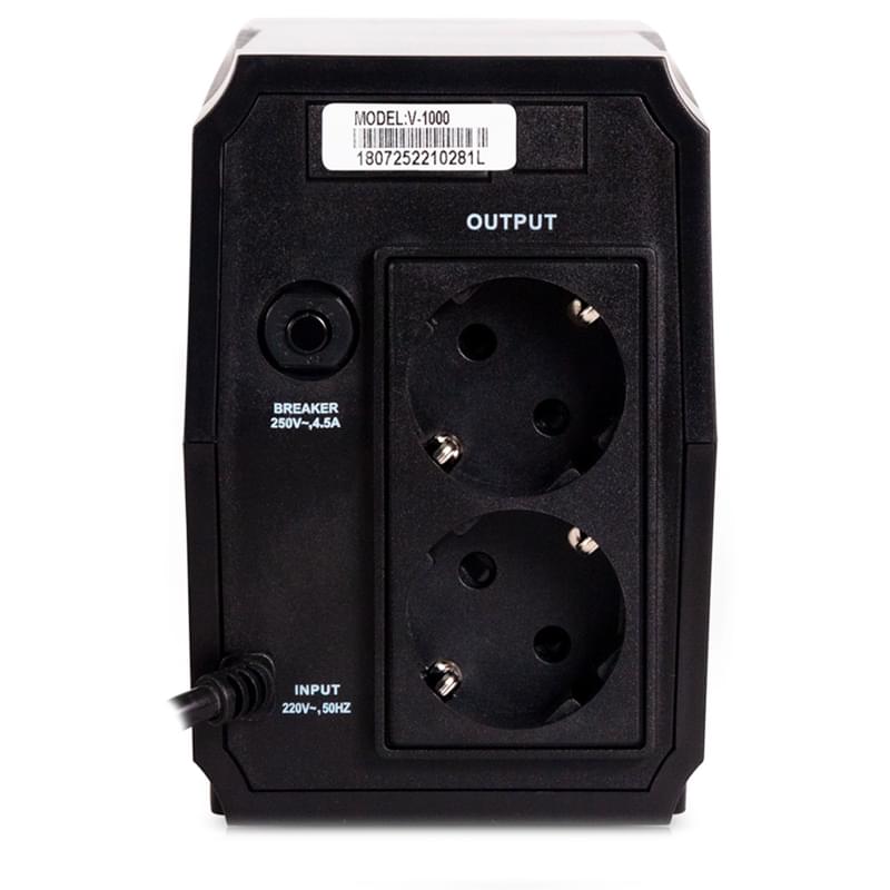 SVC ҮҚК, 600VA/300W, AVR:165-275В, 2 Schuko, Black (V-600-B) - фото #2, Technodom.kz