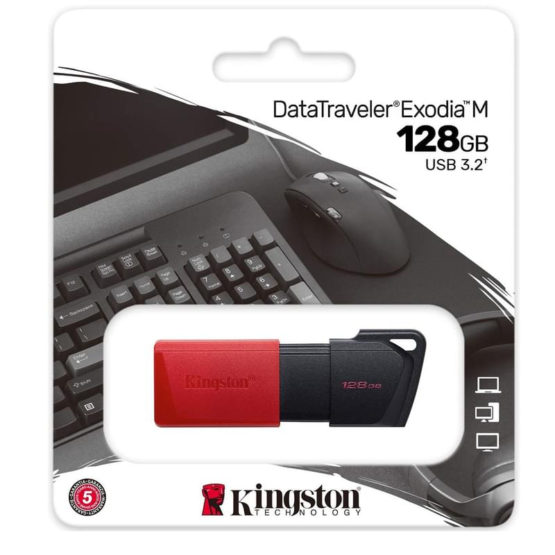 USB Флешка 128GB Kingston DataTraveler Exodia M Type-A 3.2 Gen 1 Red (DTXM/128GB) - фото #2, Technodom.kz