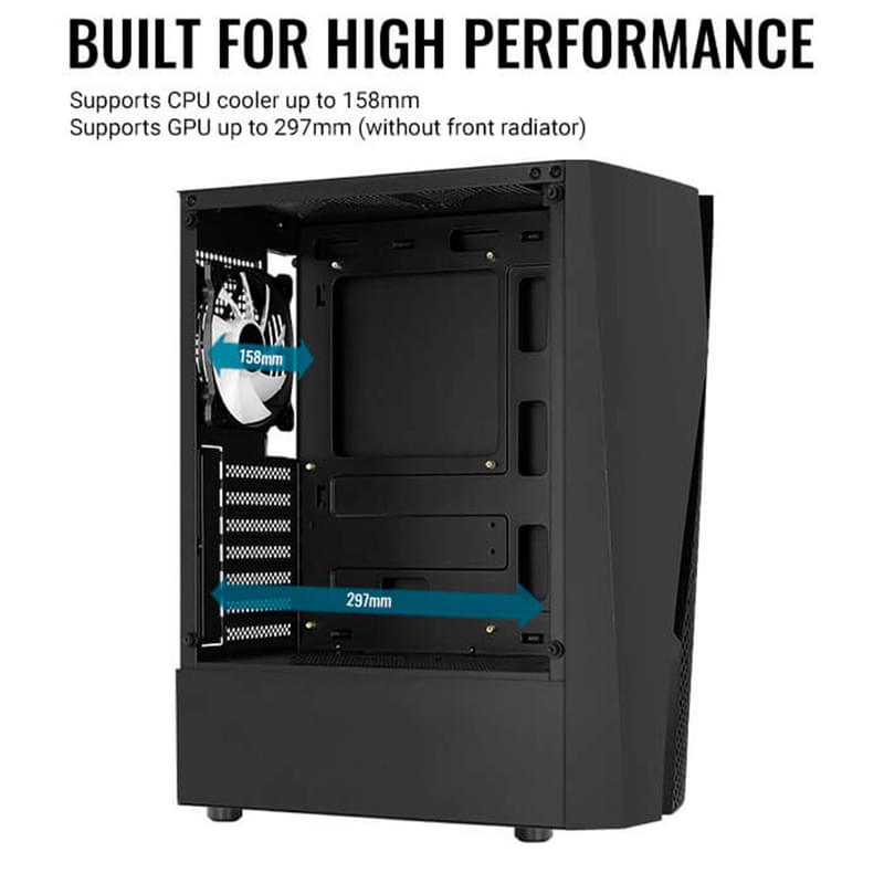 Aerocool Wave MidTower кейсі, window, Black ATX (Wave-G-BK-v2) - фото #3, Technodom.kz