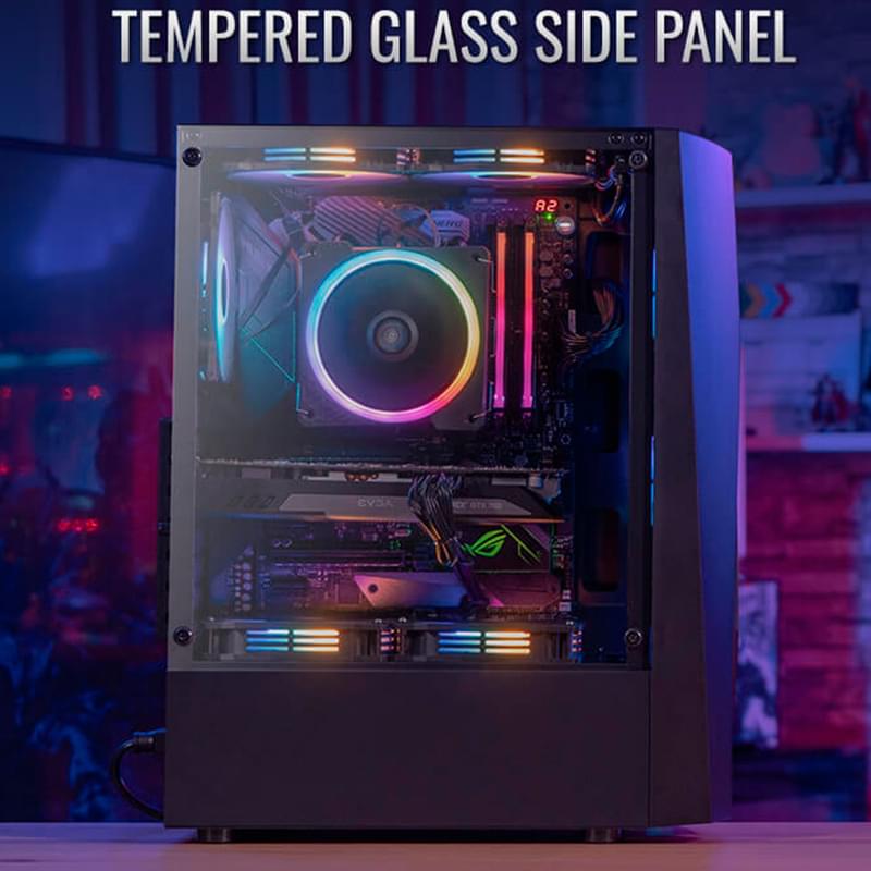 Aerocool Wave MidTower кейсі, window, Black ATX (Wave-G-BK-v2) - фото #5, Technodom.kz