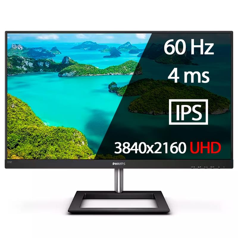 27" Philips 278E1A/00 Мониторы 3840x2160 16:9 IPS 60ГЦ (2HDMI+DP) Black - фото #0, Technodom.kz