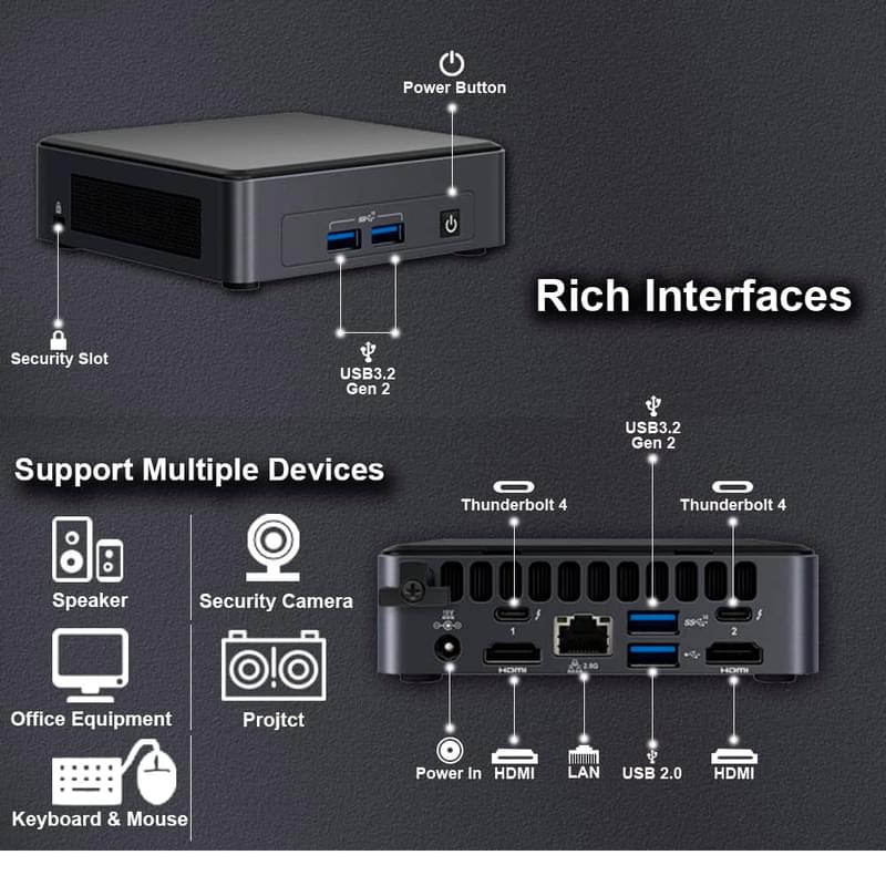 Мини-ДК Intel NUC NUC11TNKi5 (Ci5-1135G7 4,2Ghz) - фото #1, Technodom.kz