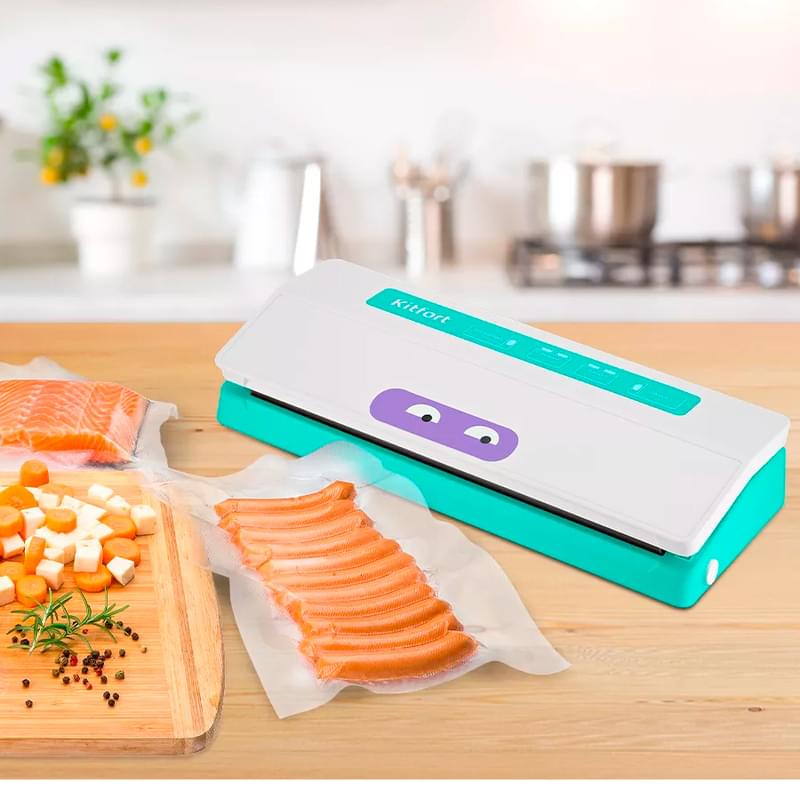 Вакуумный упаковщик Kitfort KT-1523-3 бело-бирюзовый - фото #1, Technodom.kz Вакуумный упаковщик Kitfort KT-1523-3 бело-бирюзовый - фото #1, Technodom.kz