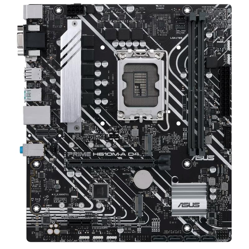 Материнская плата Asus PRIME H610M-A D4 LGA1700 2DDR4 PCI-E 1x16 1x1 (HDMI+DP+VGA) mATX - фото #0, Technodom.kz