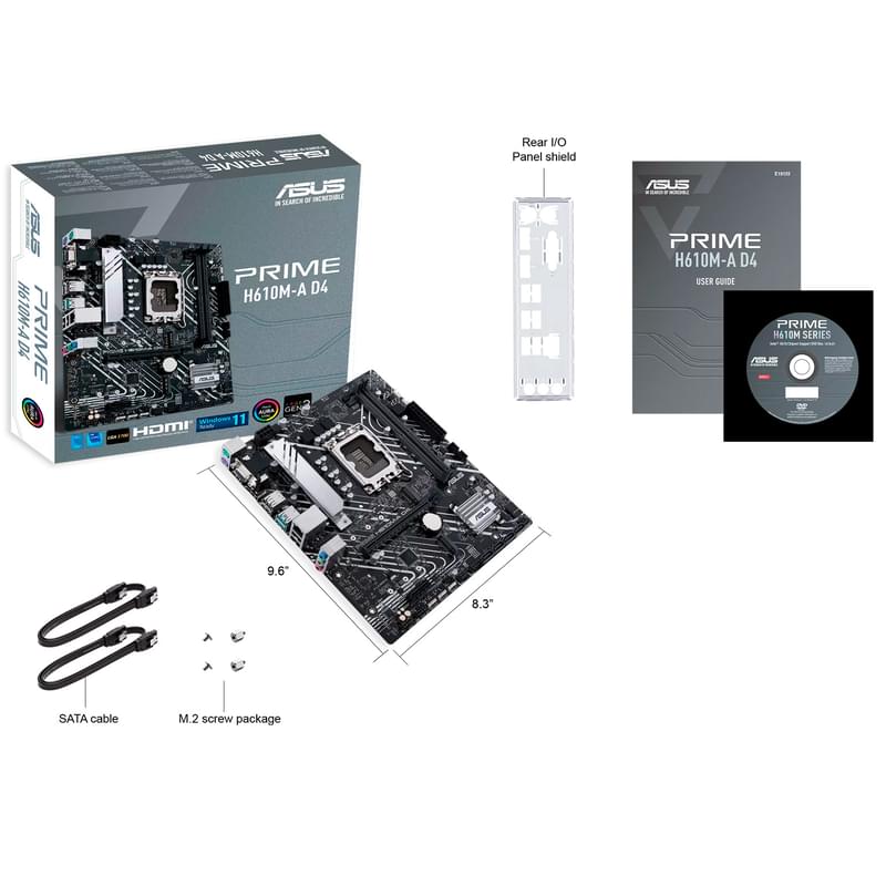 Материнская плата Asus PRIME H610M-A D4 LGA1700 2DDR4 PCI-E 1x16 1x1 (HDMI+DP+VGA) mATX - фото #5, Technodom.kz