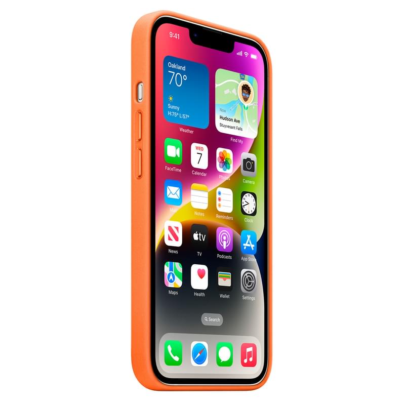 Чехол для iPhone 14, Leather Case with MagSafe, Orange (MPP83ZM/A) - фото #6, Technodom.kz