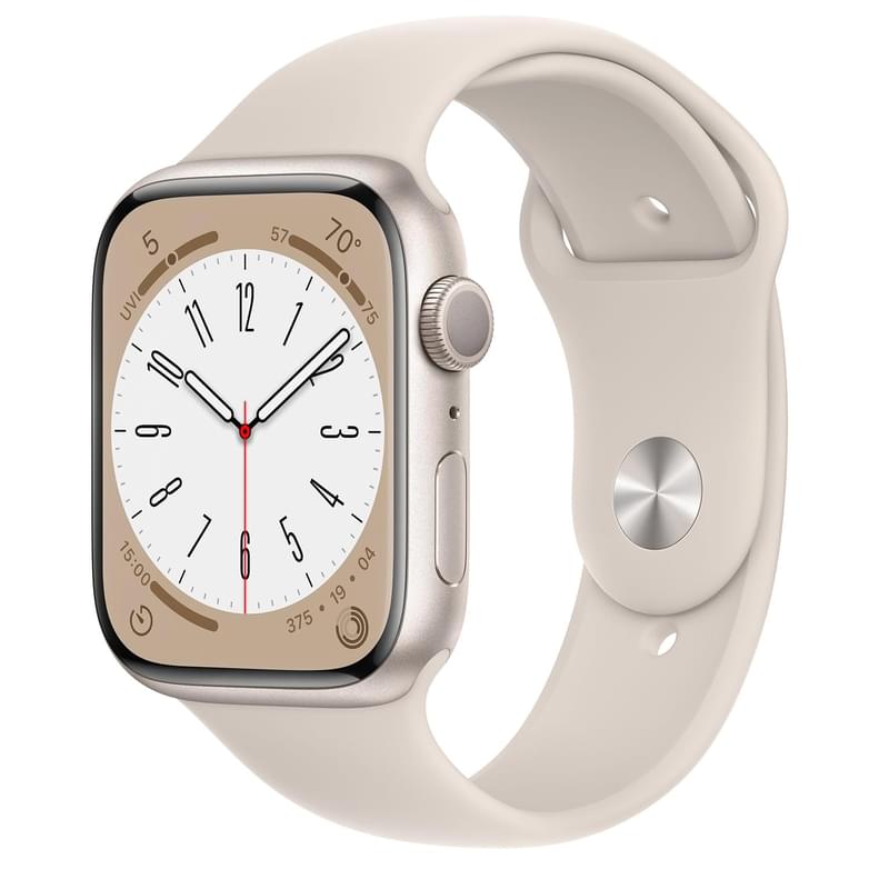Смарт-часы Apple Watch Series 8, 45mm Starlight Aluminium Case with Starlight Sport Band (MNP23GK/A) - фото #0, Technodom.kz