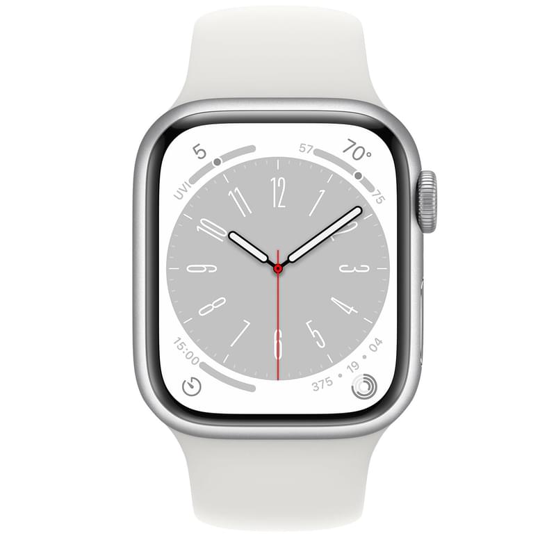 Смарт-часы Apple Watch Series 8, 41mm Silver Aluminium Case with White Sport Band (MP6K3GK/A) - фото #1, Technodom.kz