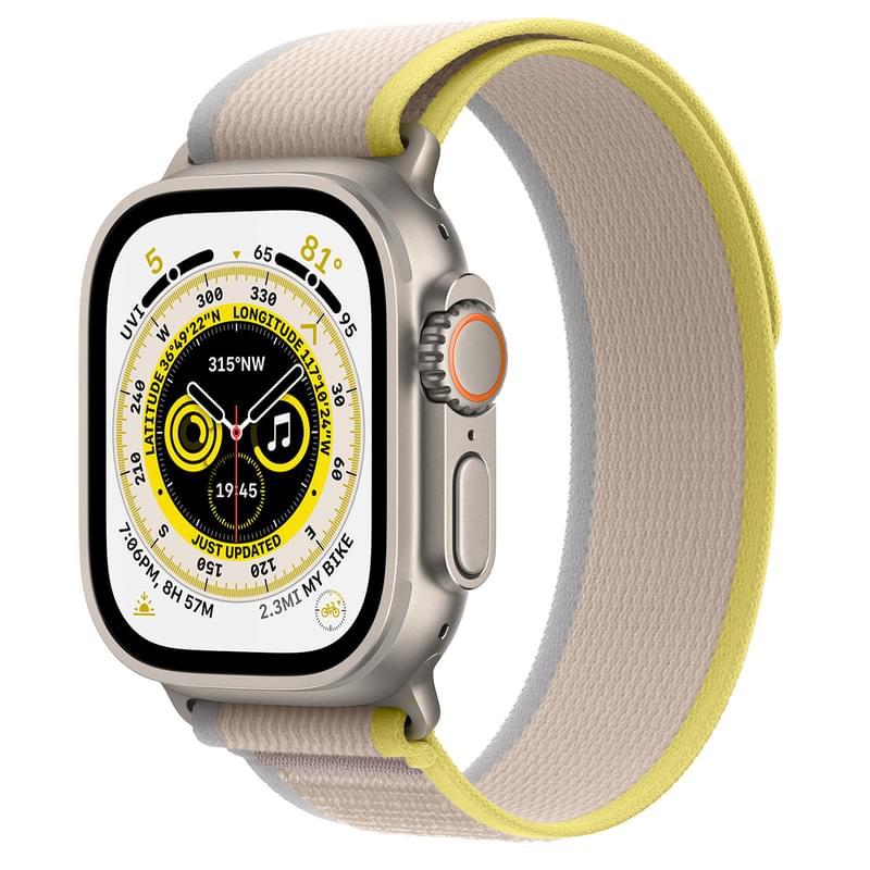 Смарт часы Apple Watch Ultra, 49mm Titanium Case with Yellow/Beige Trail Loop - S/M (MNHK3GK/A) - фото #0, Technodom.kz