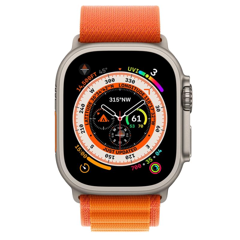 Смарт часы Apple Watch Ultra, 49mm Titanium Case with Orange Alpine Loop - Large (MQFM3GK/A) - фото #1, Technodom.kz