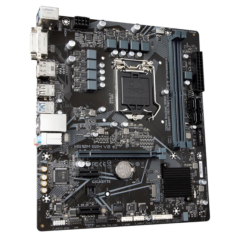 Материнская плата Gigabyte H510M-S2H V2 LGA1200 2DDR4 PCI-E 1x16 2x1 (HDMI+VGA+DP) mATX - фото #1, Technodom.kz