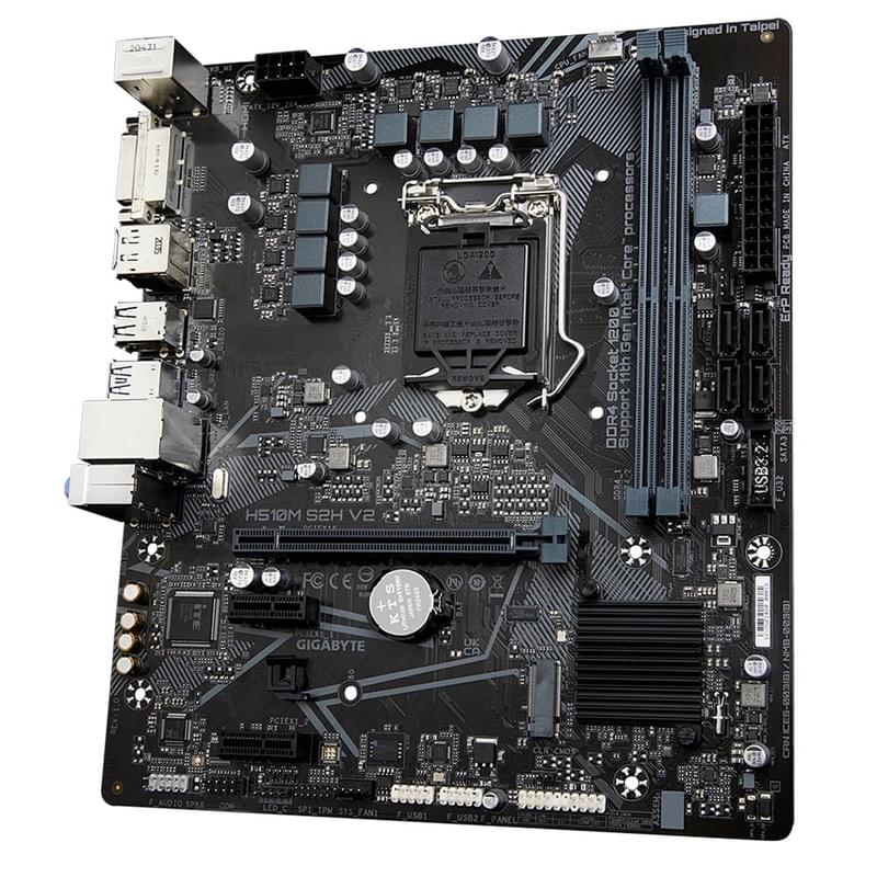 Материнская плата Gigabyte H510M-S2H V2 LGA1200 2DDR4 PCI-E 1x16 2x1 (HDMI+VGA+DP) mATX - фото #2, Technodom.kz