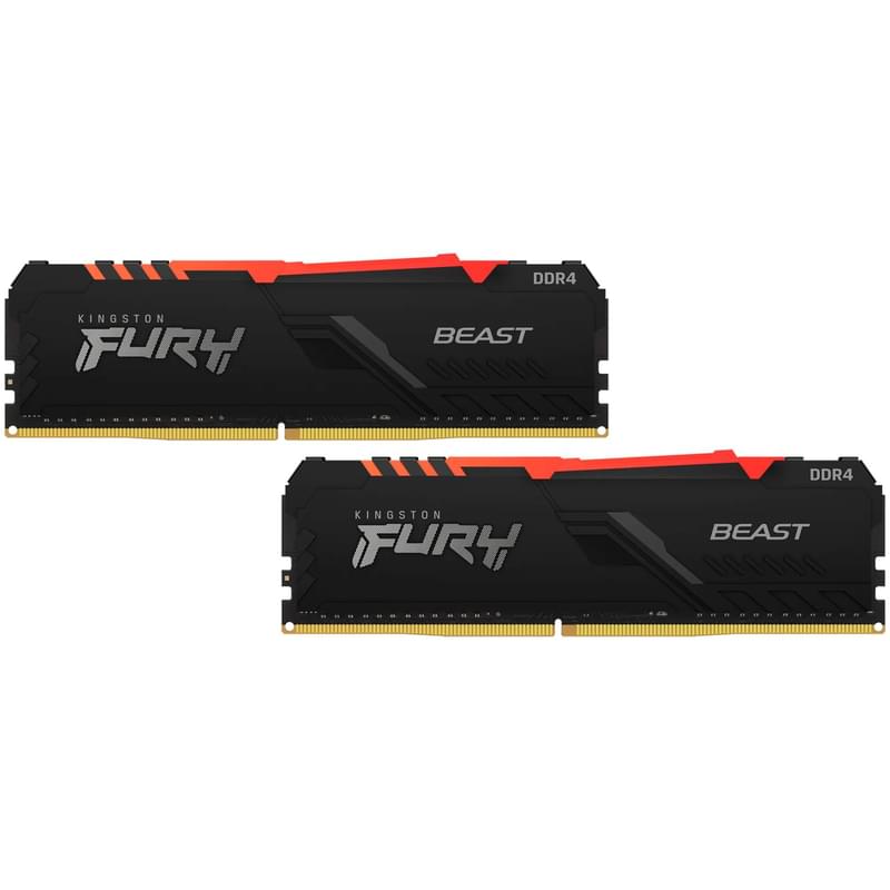 Оперативная память DDR4 DIMM 16GB(8GBx2)/3600MHz Kingston Fury Beast RGB (KF436C17BBAK2/16) - фото #0, Technodom.kz