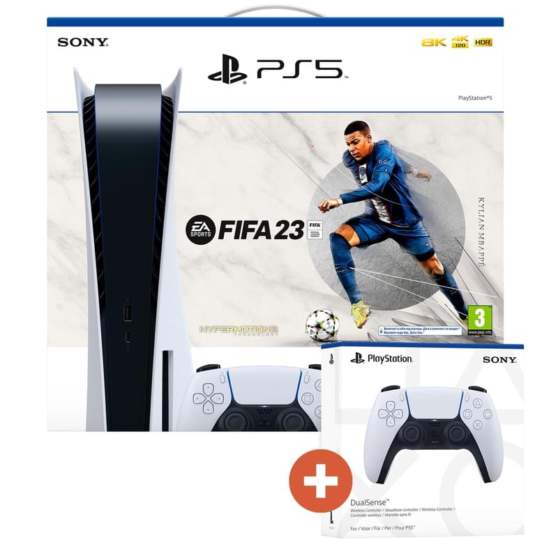 Игровая консоль Sony PS5 + Джойстик PS5 Sony DualSense White + FIFA 23 PS5 - фото #0, Technodom.kz