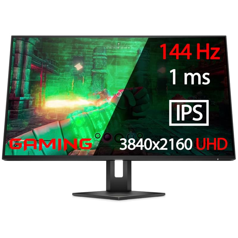 27" HP Omen 3G6W0E9 Ойын мониторы 3840x2160 16:9 IPS 144ГЦ (HDMI+DP+Type-C) Black - фото #0, Technodom.kz