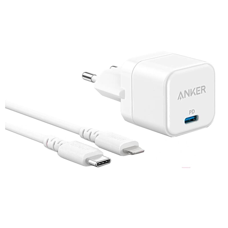 Адаптер питания Anker, 1*Type-C 20W + Cable (PD), WT (B2149G21) - фото #0, Technodom.kz