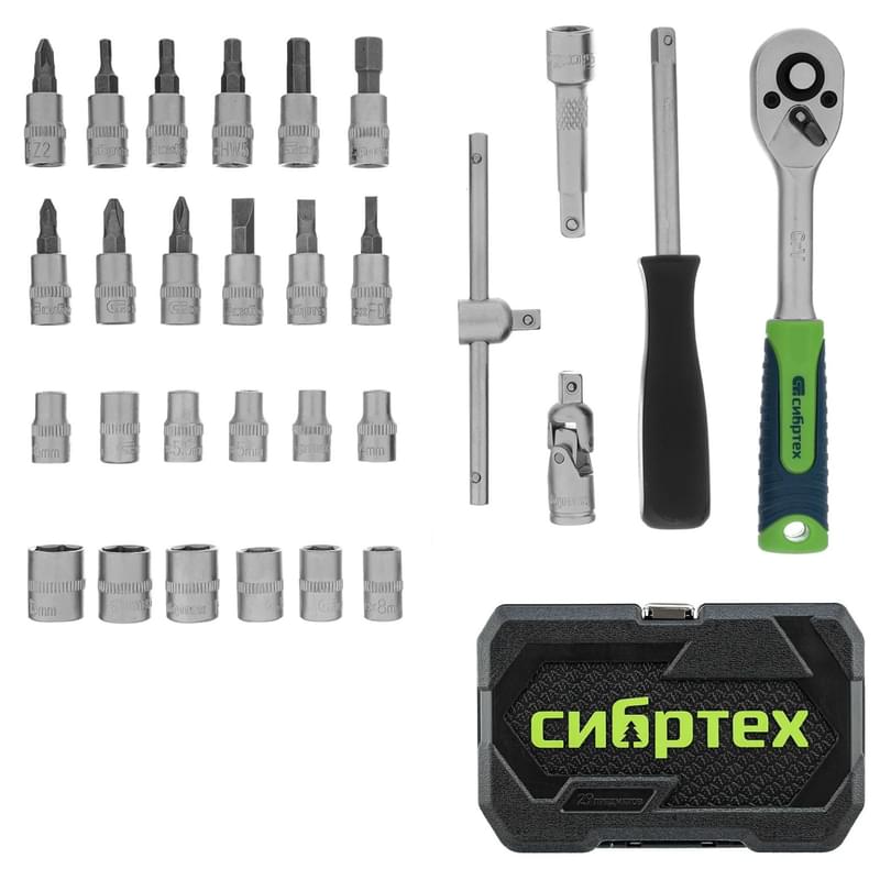 Набор инструментов Сибртех 29 предметов 1/4" (13392M) - фото #1, Technodom.kz