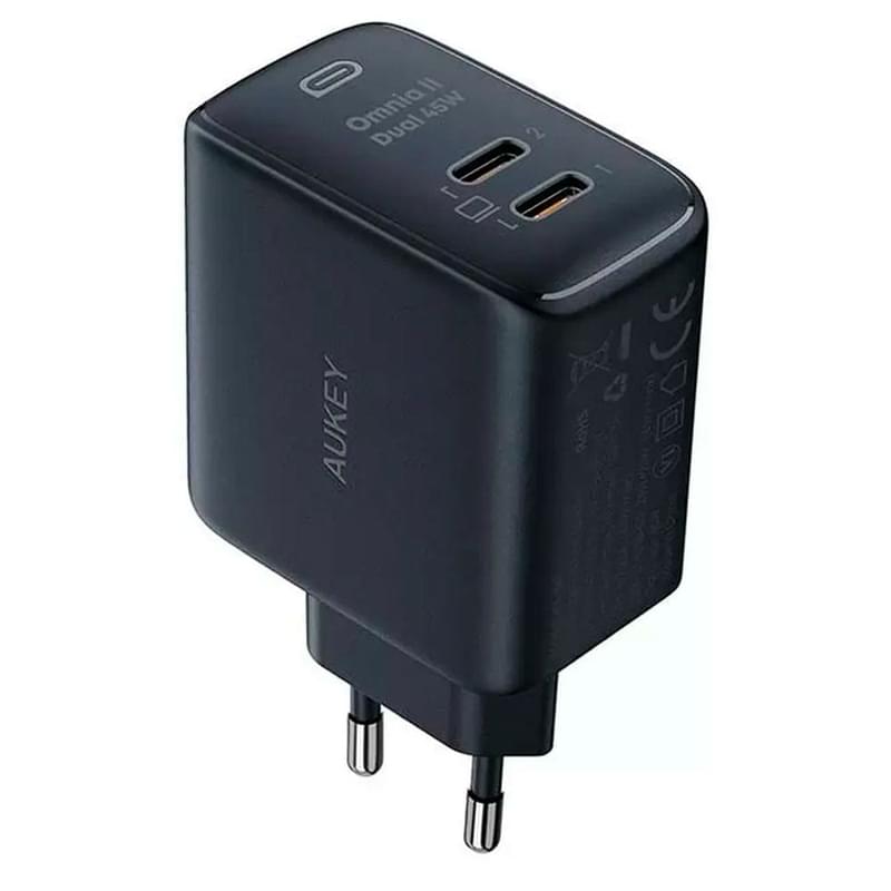 Адаптер питания Aukey Omnia II 45W PA-B4T USB 2*Type-C (PA-B4T) - фото #0, Technodom.kz