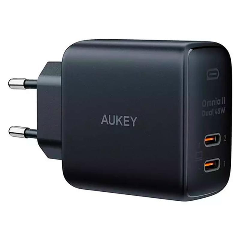 Адаптер питания Aukey Omnia II 45W PA-B4T USB 2*Type-C (PA-B4T) - фото #4, Technodom.kz