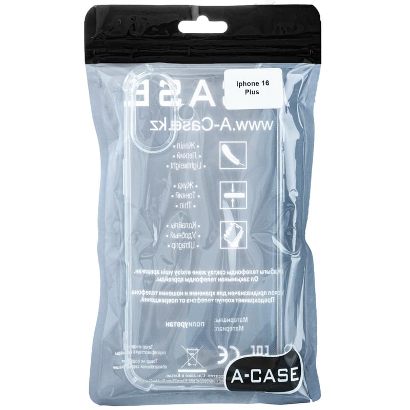 Чехол для iPhone 16 Plus Прозрачный силиконовый A-Case (CASE-CL-IP16Plus) - фото #0, Technodom.kz