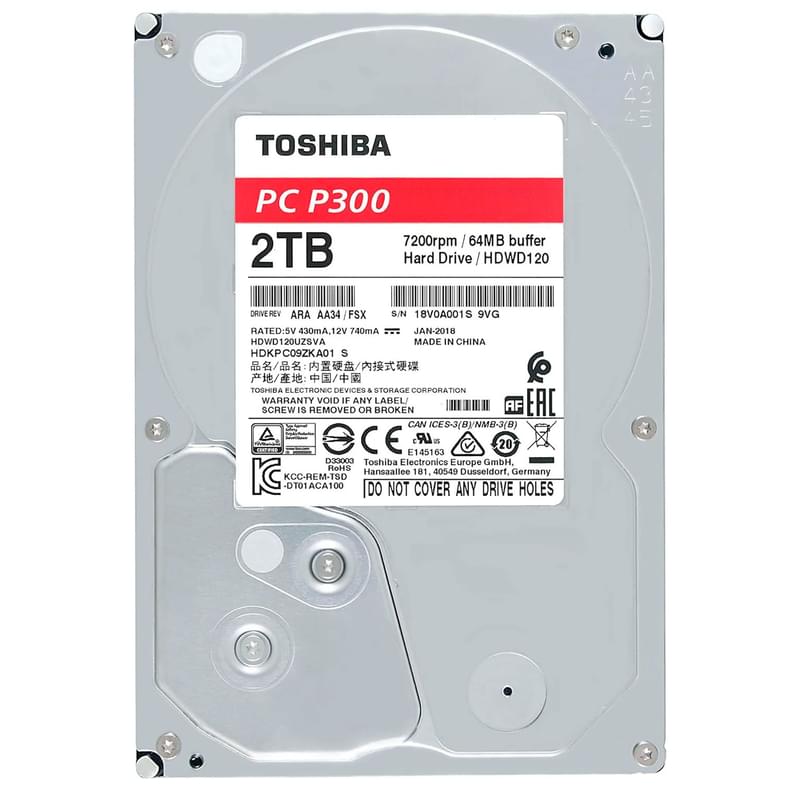 Внутренний HDD 3.5" 2TB Toshiba P300 SATA-III [HDWD320UZSVA] - фото #1, Technodom.kz