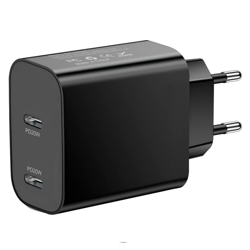 Адаптер питания Neo 2*USB Type-C, 40W (PD), Black (NEO CC2PD20B) - фото #0, Technodom.kz