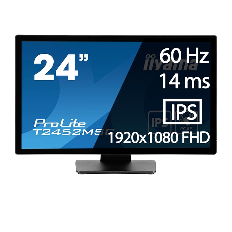 Сенсорный Монитор 23,8" iiyama T2452MSC-B1 1920x1080 16:9 IPS 60ГЦ (HDMI+DP) Black - фото #0, Technodom.kz