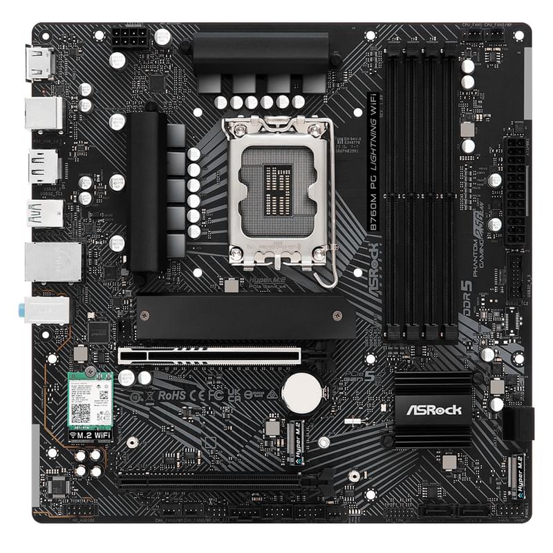Материнская плата ASRock B760M PG LIGHTNING WIFI LGA1700 4DDR5 PCI-E 2x16 (HDMI+DP) mATX - фото #1, Technodom.kz