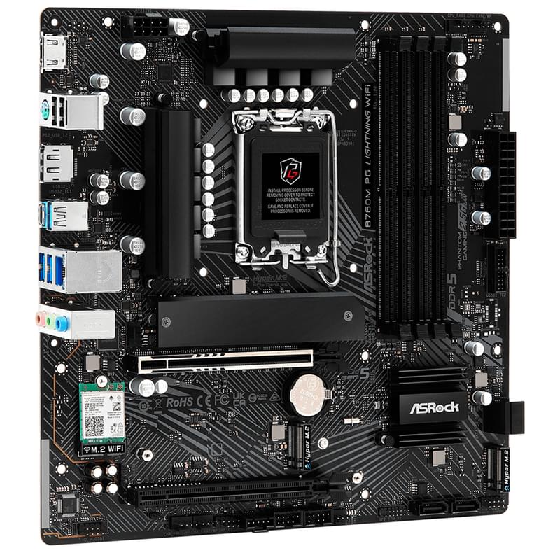 Материнская плата ASRock B760M PG LIGHTNING WIFI LGA1700 4DDR5 PCI-E 2x16 (HDMI+DP) mATX - фото #3, Technodom.kz
