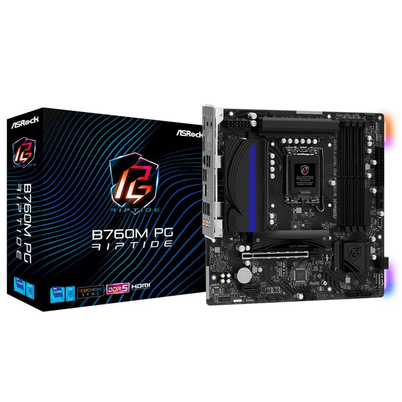 Материнская плата ASRock B760M PG RIPTIDE LGA1700 4DDR5 PCI-E 1x16 (HDMI+DP) mATX - фото #5, Technodom.kz