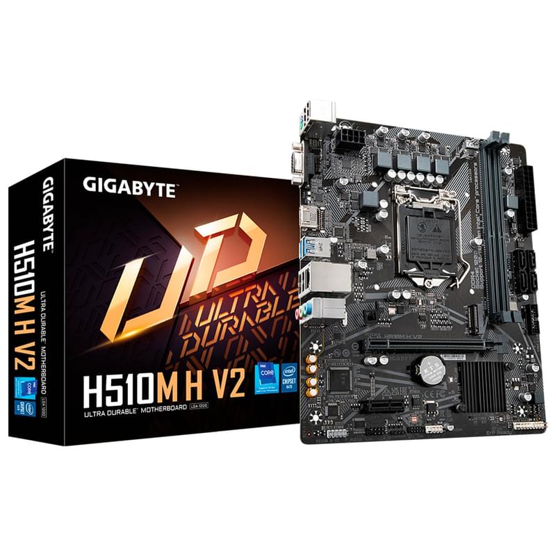 Материнская плата GIGABYTE H510M H V2 LGA1200 2DDR4 PCI-E 1x16 (HDMI+VGA) mATX - фото #0, Technodom.kz