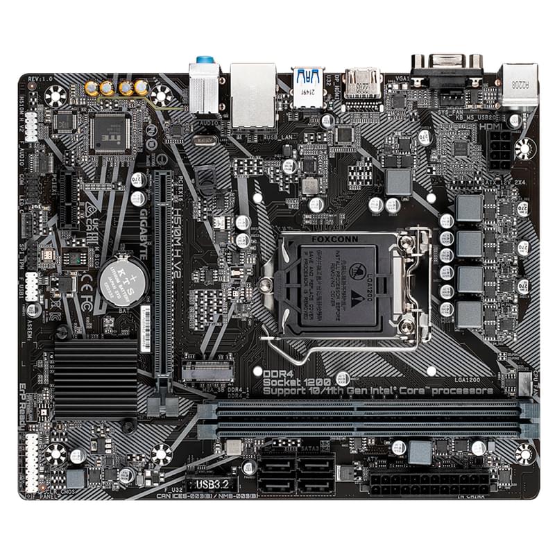 Материнская плата GIGABYTE H510M H V2 LGA1200 2DDR4 PCI-E 1x16 (HDMI+VGA) mATX - фото #3, Technodom.kz