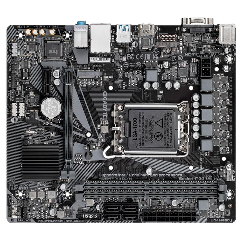 Материнская плата GIGABYTE H610M H V3 DDR4 LGA1700 2DDR4 PCI-E 1x16 (HDMI+VGA) mATX - фото #3, Technodom.kz